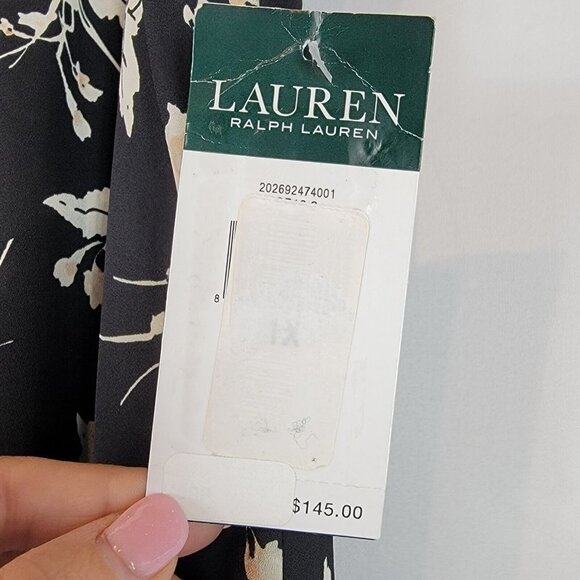 Ralph Lauren LRL Floral Midi Skirt Womens Size 1X Black Flowy Asymmetrical Hem - Picture 12 of 12